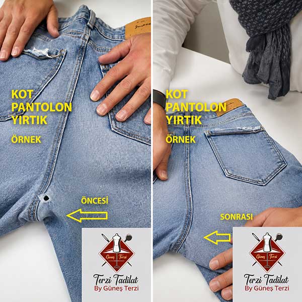 Kot Pantolon Yırtık Örme İşlemi Güneş Terzi